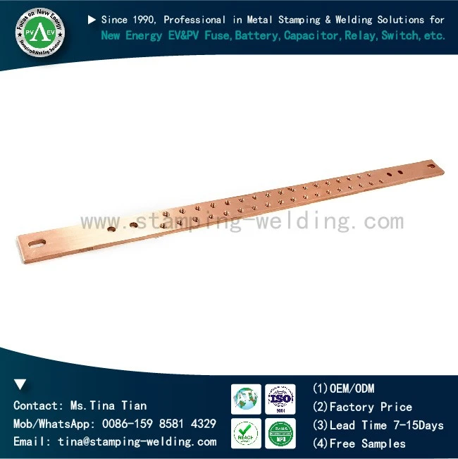 Threaded Copper Busbar with Fixing Hole