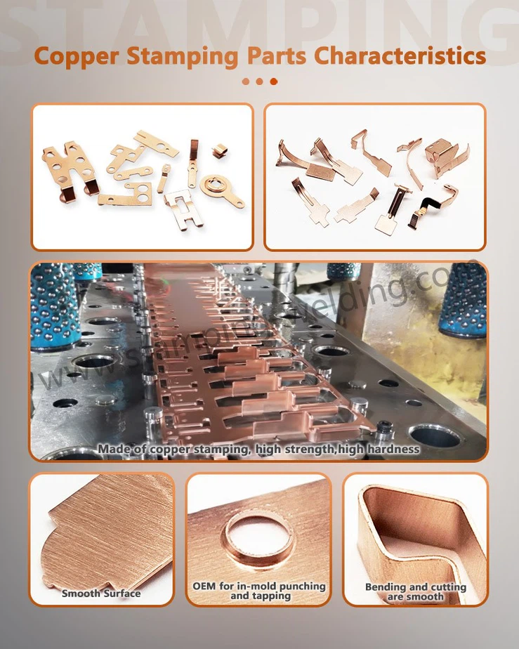 Copper Stamping Parts Characteristics for Punching Metal Stamping Copper Contact Parts Copper Stamping Parts Characteristics for Punching Metal Stamping Copper Contact Parts
